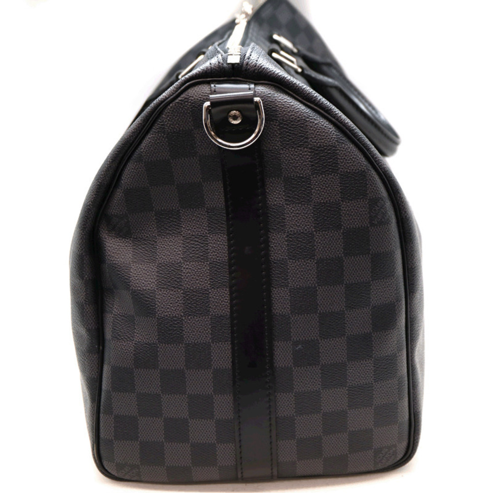 LOUIS VUITTON Keepall Bandoulire Boston Bag Travel Damier Canvas Graphite Black - Picture 3 of 10